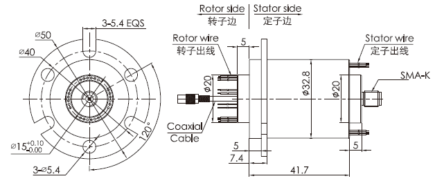 hf0118-32HF0118-32系列单通道18GHz射频滑环 系列滑环外形图纸